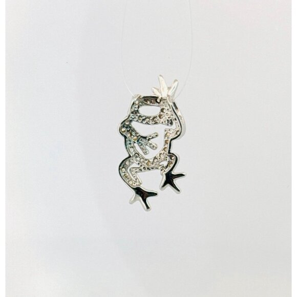 Brand New Sterling Silver Shiny Topaz Two-Tone Frog Motif Petite Pendant Charm - Picture 3 of 9